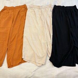 H&M Summer Pants - Trio of Wide-Leg Pants in Orange, Cream, and Black